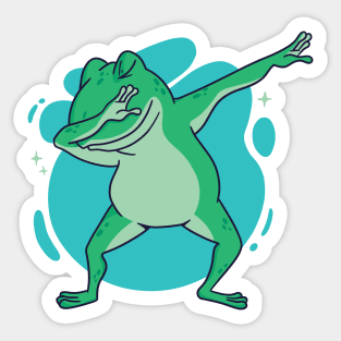 Cute Dabbing Frog Cartoon Sticker